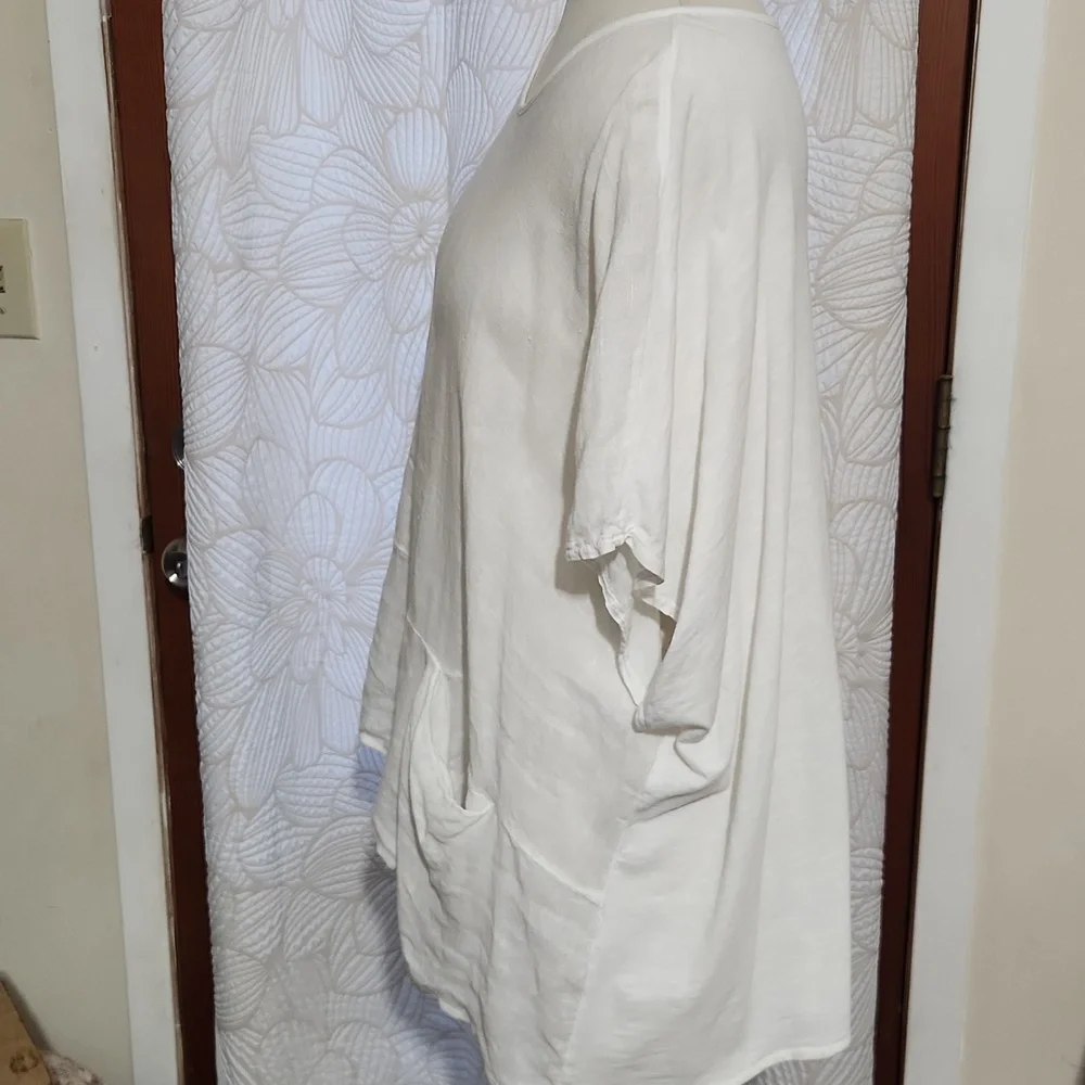 Meo Meli Lagenlook Linen Cotton Blend Resort wear Women's Top Size XL Italy - Picture 7 of 12